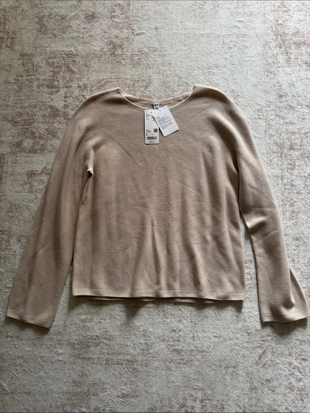 NWT Uniqlo 3D Knit Cotton Sweater - Beige - S
